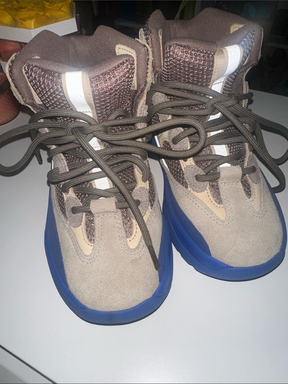 Yeezy Sneakers in Beige, Brown, and Blue